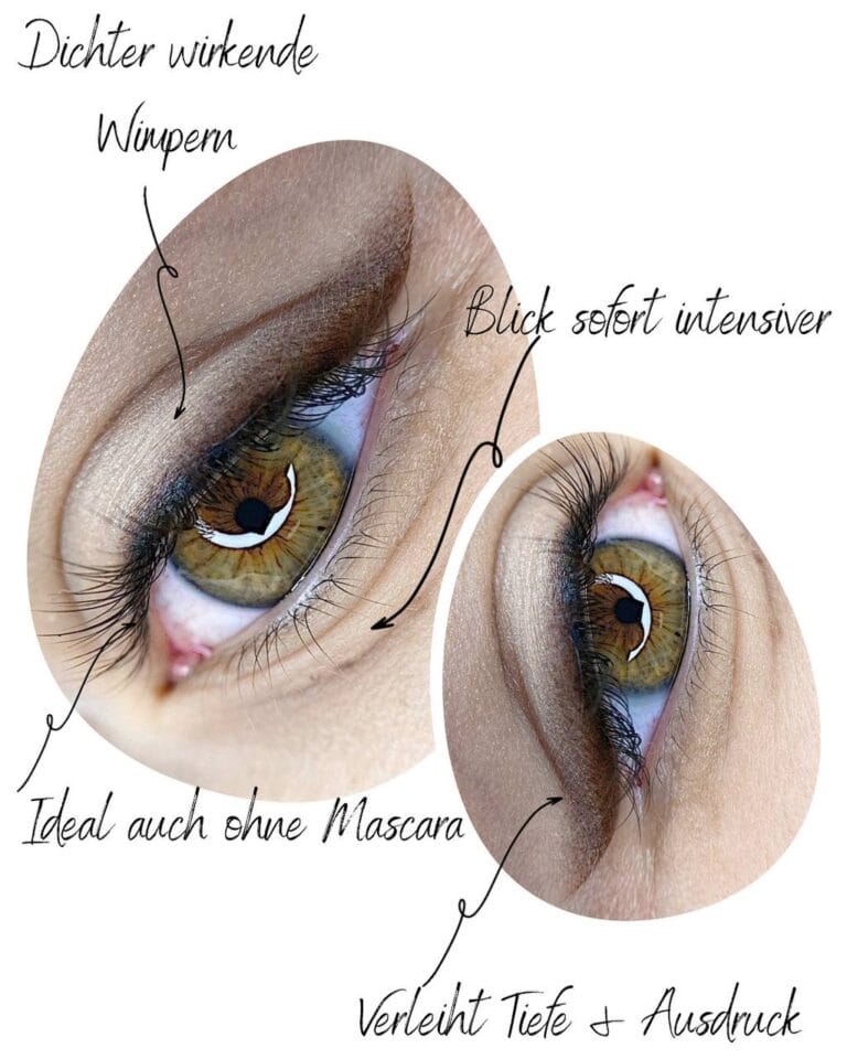 Wimpernkranzverdichtung mit erklärenden Hinweisen – dichter wirkende Wimpern, intensiver Blick und frischer Ausdruck, Studio Lena Kart Hamburg