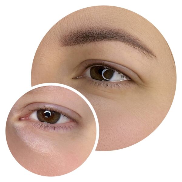 Vorher-Nachher Foto von Permanent Make-up der Augenbrauen in Hamburg