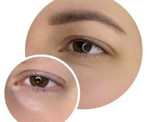 Vorher-Nachher Foto von Permanent Make-up der Augenbrauen in Hamburg